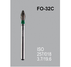 Боры алмазные Mani FO-32C 277/018 FG - пламяобразный, стрельчатый кончик, зеленый (5 шт) 20440 - фото 27860