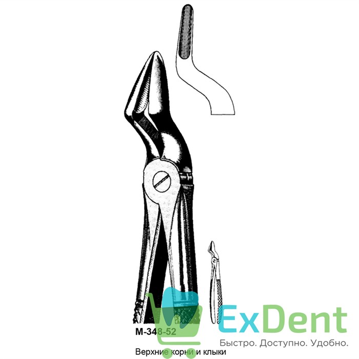 Щипцы, Legrin, №348/52 широкие губки для удаления клыков и корней верхней челюсти 13724 - фото 32240