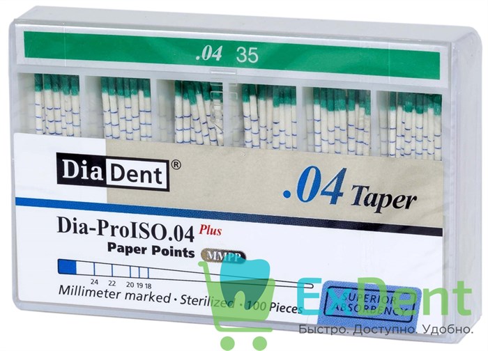 Бумажные штифты 04 №35 DiaDent для удаления влаги в канале (100 шт) 19718 - фото 32976