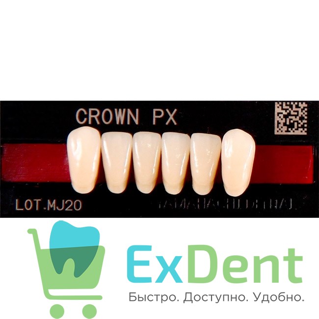 Гарнитур фронтальных зубов  Crown PX - нижние, цвет A3,5 фасон N31, композитные трехслойные (6шт) 20110 - фото 35711