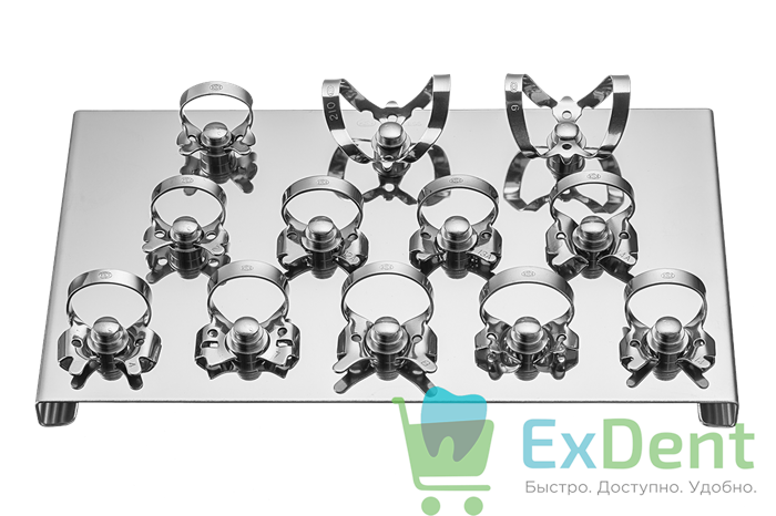 Кламп набор из 12 клампов на подставке Dentech 13934 - фото 36351