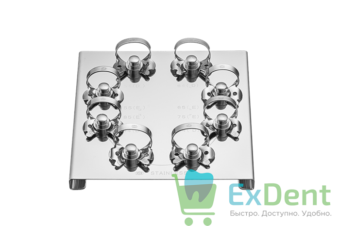 Кламп набор из 8 клампов для молочных зубов на подставке Dentech 13935 - фото 36355