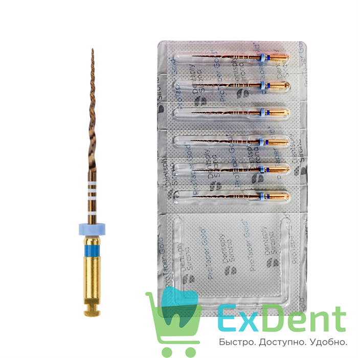 ProTaper (ПроТейпер) Gold машинный F3, 31 мм, Dentsply, для лечения сложных случаев (6 шт) 15437 - фото 36409