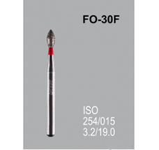 Боры алмазные Mani FO-30F 254/017 FG - пламяобразный, стрельчатый кончик, красный (5 шт) 20439