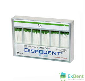 Бумажные штифты 02 №35 Dispodent - для удаления влаги в канале (200 шт) 13824