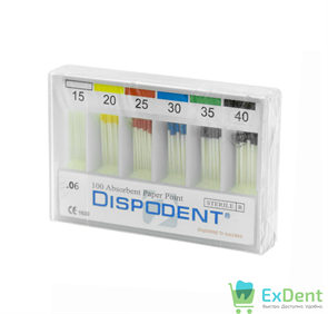 Бумажные штифты 06 №15-40 Dispodent для удаления влаги в канале (100 шт) 17776