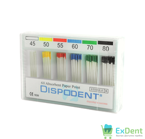 Бумажные штифты 04 №45-80 Dispodent - для удаления влаги в канале (100 шт) 16192