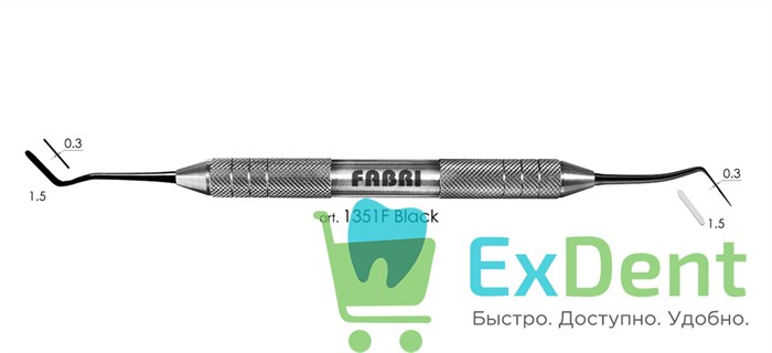 Гладилка малая двухсторонняя 1351F Black, Fabri - фото 11156