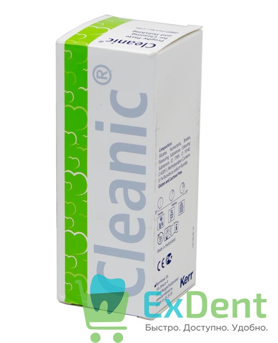 Паста полировочная Cleanic с фтором, вкус зеленого яблока, с ментолом (100 г) - фото 27541