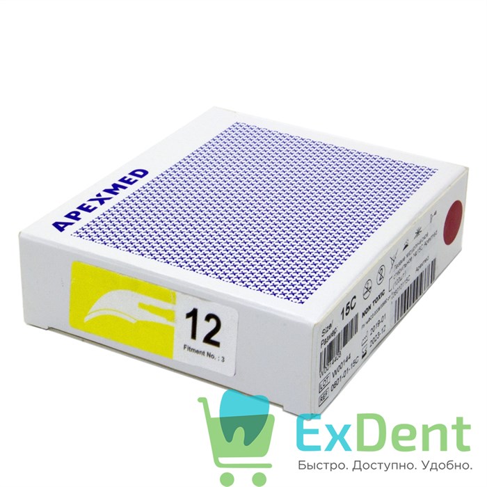 Лезвие хирургическое стерильное №12 Apexmed (100 шт) - фото 30906
