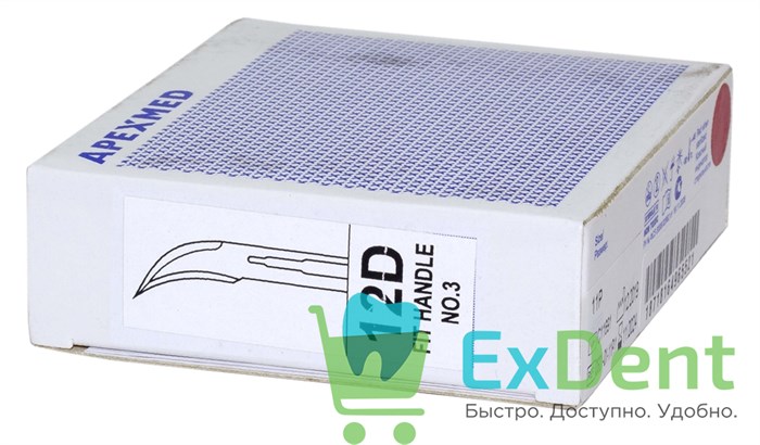 Лезвие хирургическое стерильное №12 D Apexmed (100 шт) - фото 32706