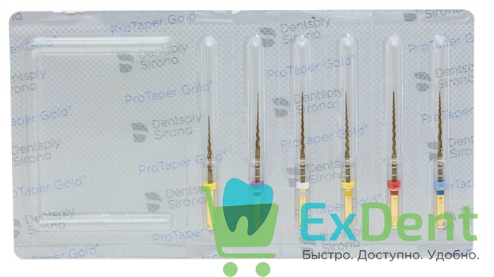 ProTaper (ПроТейпер) Gold машинный SХ-F3(асс), 25 мм, Dentsply, для лечения сложных случаев (6 шт) - фото 34904