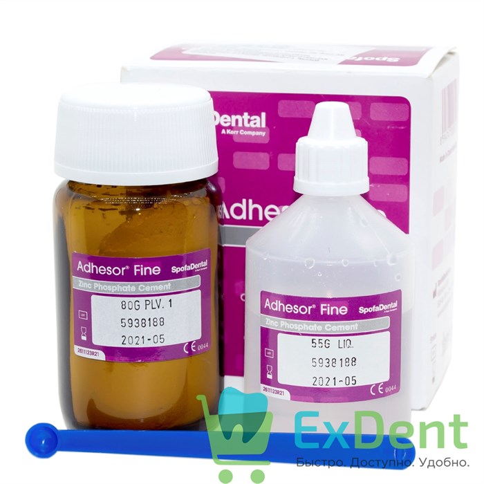Adhesor (Адгезор) Fine - цинкфосфатный мелкозернистый цемент химического отверждения (80 г + 55 мл) - фото 8958