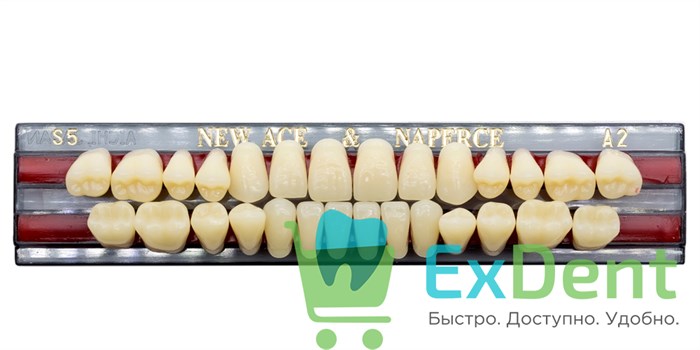 Гарнитур акриловых зубов A2, S5, Naperce и New Ace (28 шт) - фото 9495