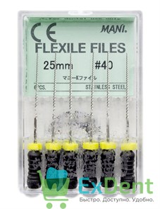 FLEXILE FILES №40 25 мм Mani для препарирования искр-ных каналов опиливающими движениями (6 шт)