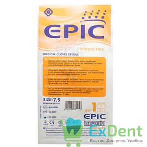 Перчатки Epic (7,5 - M) - хирургические стерильные латексные неопудренные (1 пара)
