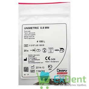 Штифты титановые конические Unimetric 108 L белые, конусность 0.8, (25 шт)