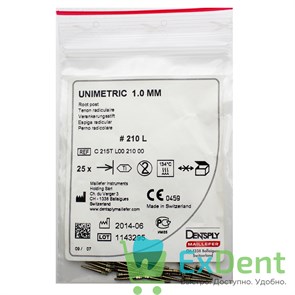 Штифты титановые конические Unimetric 210 L зеленые, конусность 1, (25 шт)