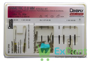 Штифты титановые Unimetric Set 208 L (спец. свёрла 2шт,штифты 20шт,ключ 1шт.)