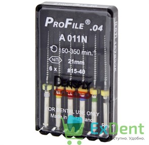 ProFile (ПроФайл) 04 №15-40, 21 мм, Dentsply, машинный каналорасширитель (6 шт)