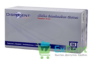 Перчатки Dispodent S, нитриловые голубые,текстура на пальцах неопудренные, нестерильные (100 шт)
