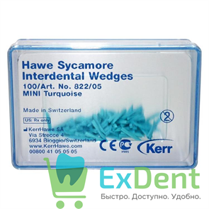 Клинья Sycamore Interdental Wedges - деревянные из платана, межзубные, мини, бирюзовые (100 шт)