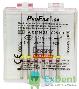 ProFile (ПроФайл) 04 №25, 31 мм, Dentsply, машинный каналорасширитель (6 шт)