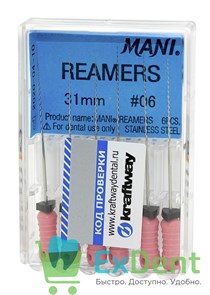 Reamers №6, 31 мм, Mani, каналорасширитель (дрильбор) ручной (6 шт)