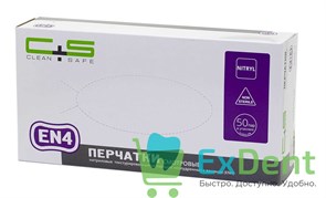 Перчатки Clean safe XL, EN4 нитриловые, на пальцах текстурированные, неопудренные (100 шт)