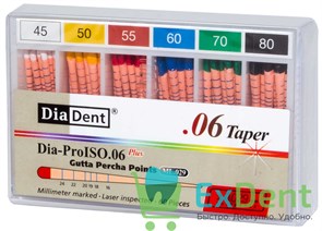 Гуттаперчевые штифты 06 №45-80 DiaDent для пломбирования корневых каналов (60 шт)