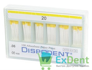 Бумажные штифты 06 №20 Dispodent для удаления влаги в канале (100 шт)
