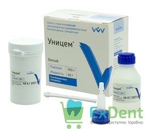 {{photo.Alt || photo.Description || 'Уницем - цинкфосфатный цемент, белый (100 г + 60 г)'}}