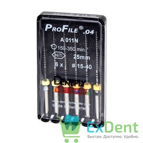 ProFile (ПроФайл) 04 №15-40, 25 мм, Dentsply, машинный каналорасширитель (6 шт)