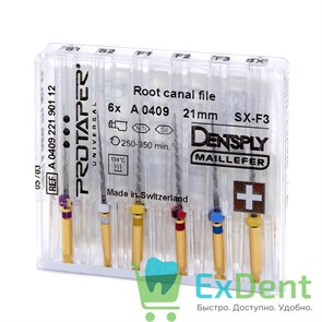 ProTaper (ПроТейпер) машинный SХ-F3, 21 мм, Dentsply, для лечения сложных случаев, блистер (6 шт)