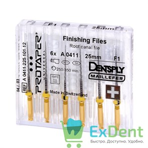 ProTaper (ПроТейпер) машинный F1, 25 мм, Dentsply, для лечения сложных случаев (6 шт)