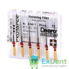 ProTaper (ПроТейпер) машинный F2, 25 мм, Dentsply, для лечения сложных случаев (6 шт)