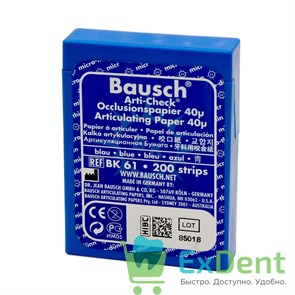 Артикуляционная бумага прямая, синяя Bausch (40 мкм х 200 шт)