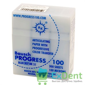 Артикуляционная бумага прямая, синяя Bausch (100 мкм х 300 шт)