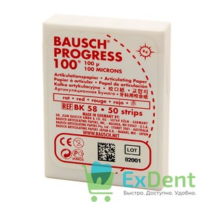 Артикуляционная бумага прямая, красная Bausch (100 мкм х 50 шт)