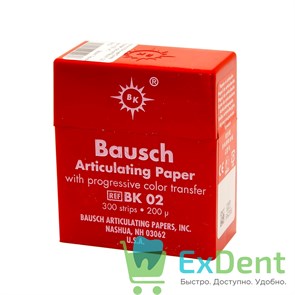 Артикуляционная бумага прямая BK02, красная Bausch (200 мкм х 300 шт)