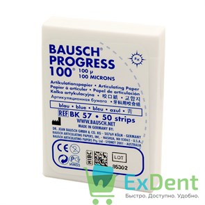 Артикуляционная бумага прямая, синяя Bausch (100 мкм х 50 шт)