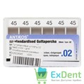 Гуттаперчевые штифты 02 №45 VDW - для пломбирования корневых каналов (120 шт) - фото 29123